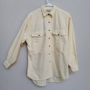 Britannia  Vintage Shirt Women Small Long Sleeve Yellow Cotton Utility 80s 90s